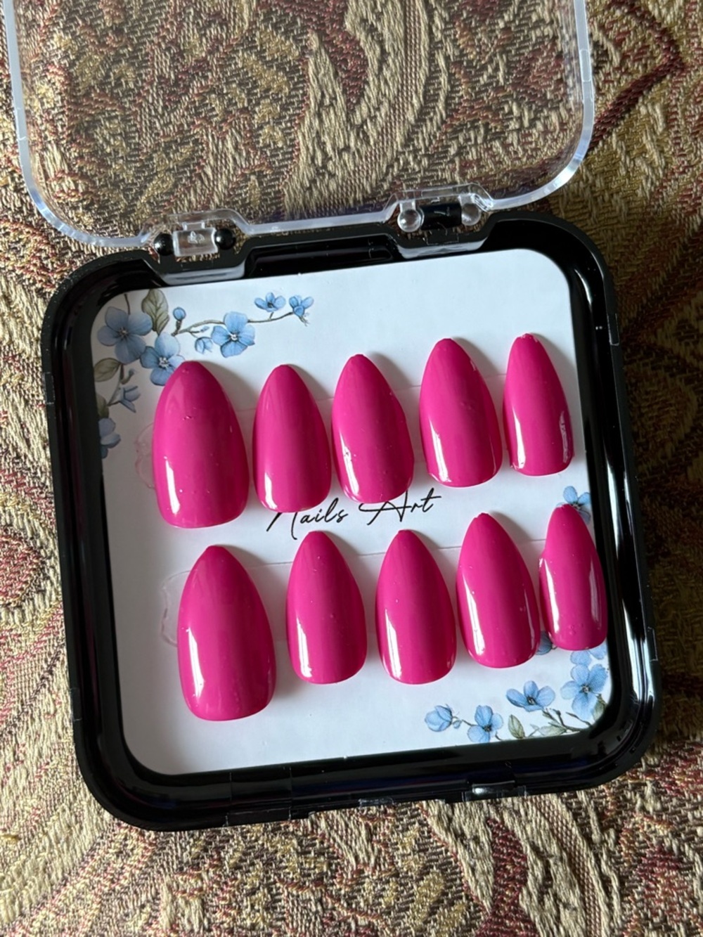 Hot Pink Press-On Nails - Glossy Almond Set